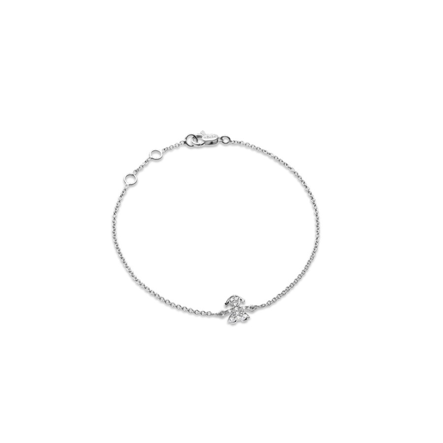 Bracciali Le Bebè | Le Briciole Bracciale Bimba Oro Bianco E Pave Di Diamanti