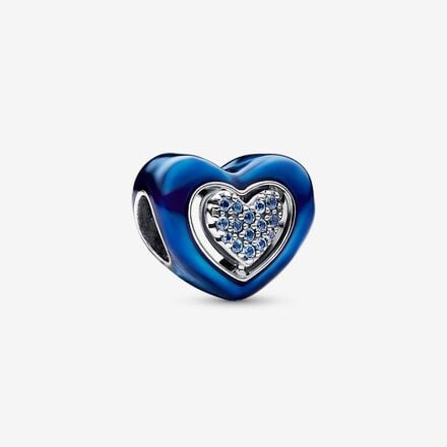 Charms Pandora | Charm Cuore Blu Girevole