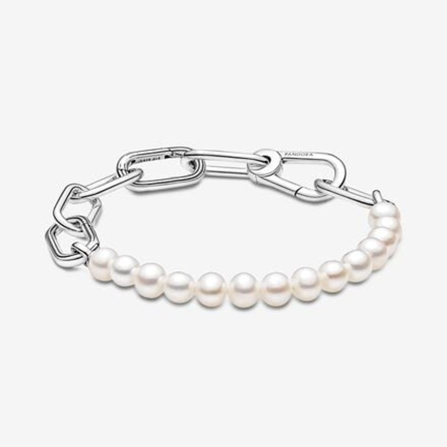 Bracciali Pandora | Bracciale Maglia Link Con Perle Coltivate D'Acqua Dolce Trattate Pandora Me