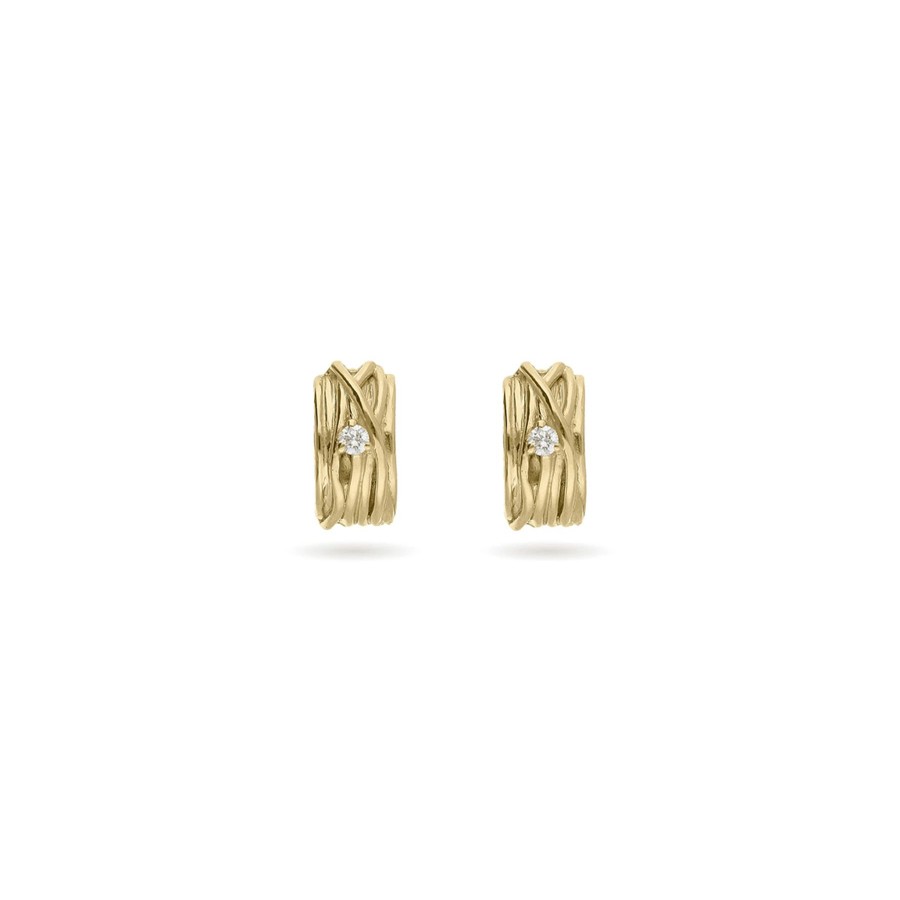 Orecchini Filodellavita | Filodellavita Mini Orecchini In Oro Giallo 9Kt E Diamante Bianco