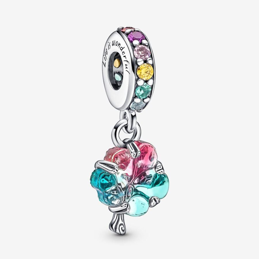 Charms Pandora | Charm Pendente Albero Arcobaleno Vetro Di Murano