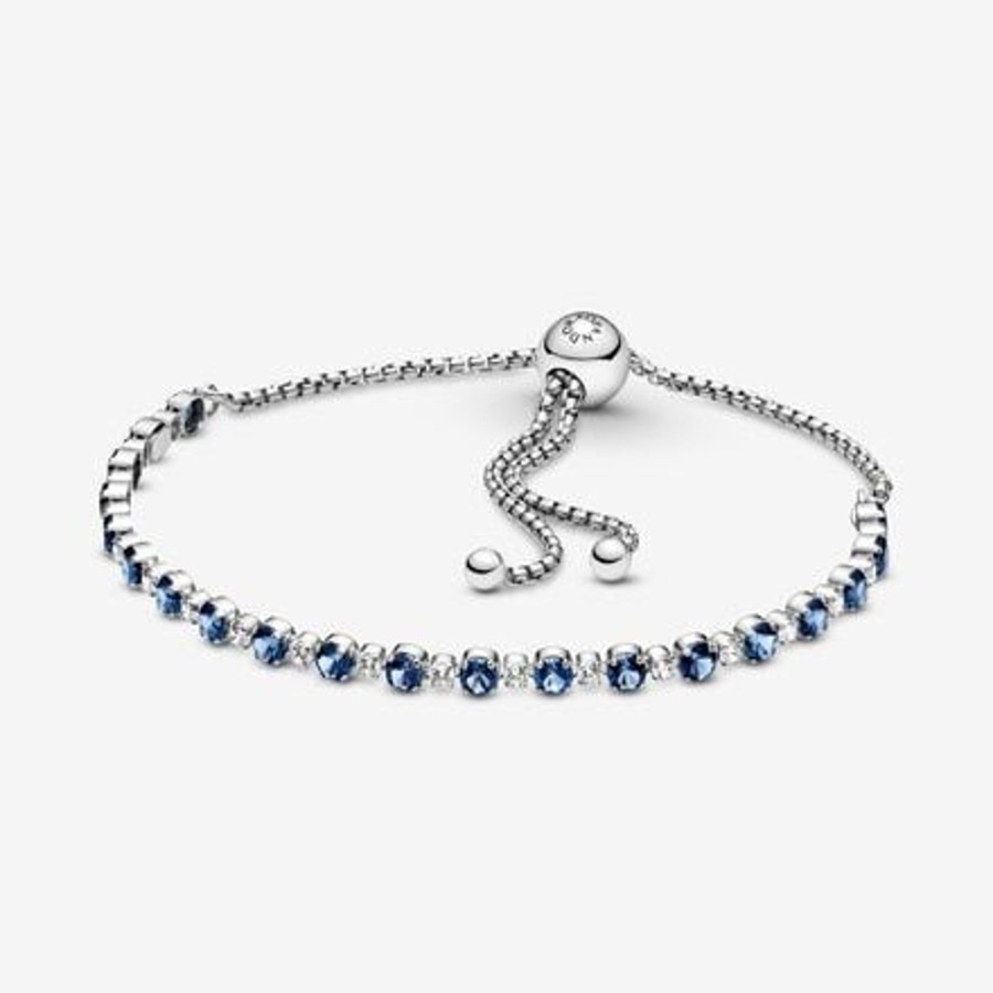 Bracciali Pandora | Bracciale Tennis Blu Con Chiusura Regolabile