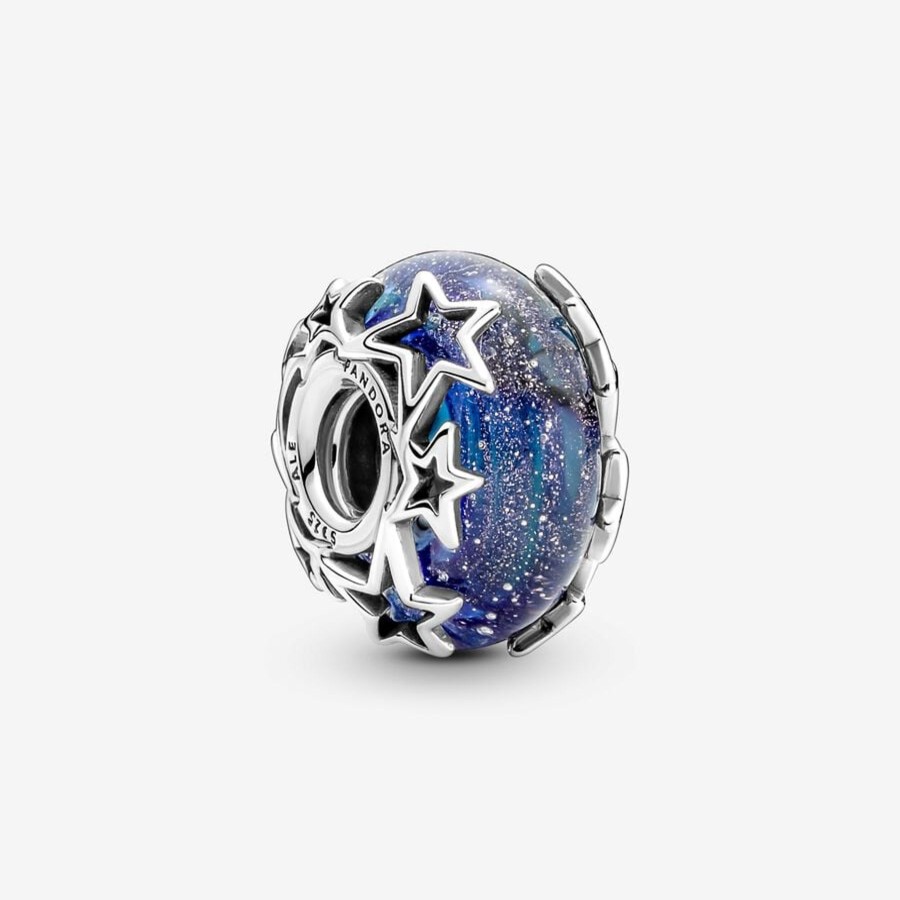 Charms Pandora | Charm Vetro Di Murano Blu Con Stelle