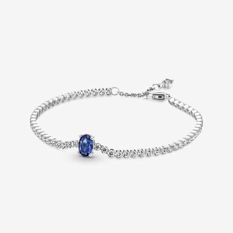 Bracciali Pandora | Bracciale Tennis Con Pietra Blu