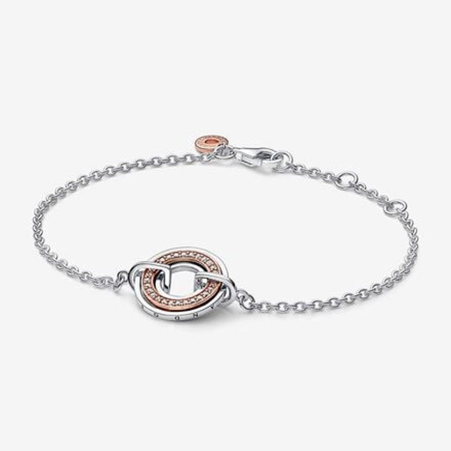 Bracciali Pandora | Bracciale Cerchio Bicolore Con Logo E Pave