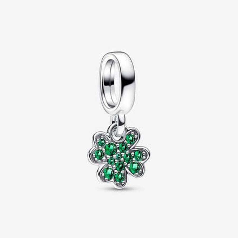 Charms Pandora | Charm Pendente Quadrifoglio Verde Piccolo