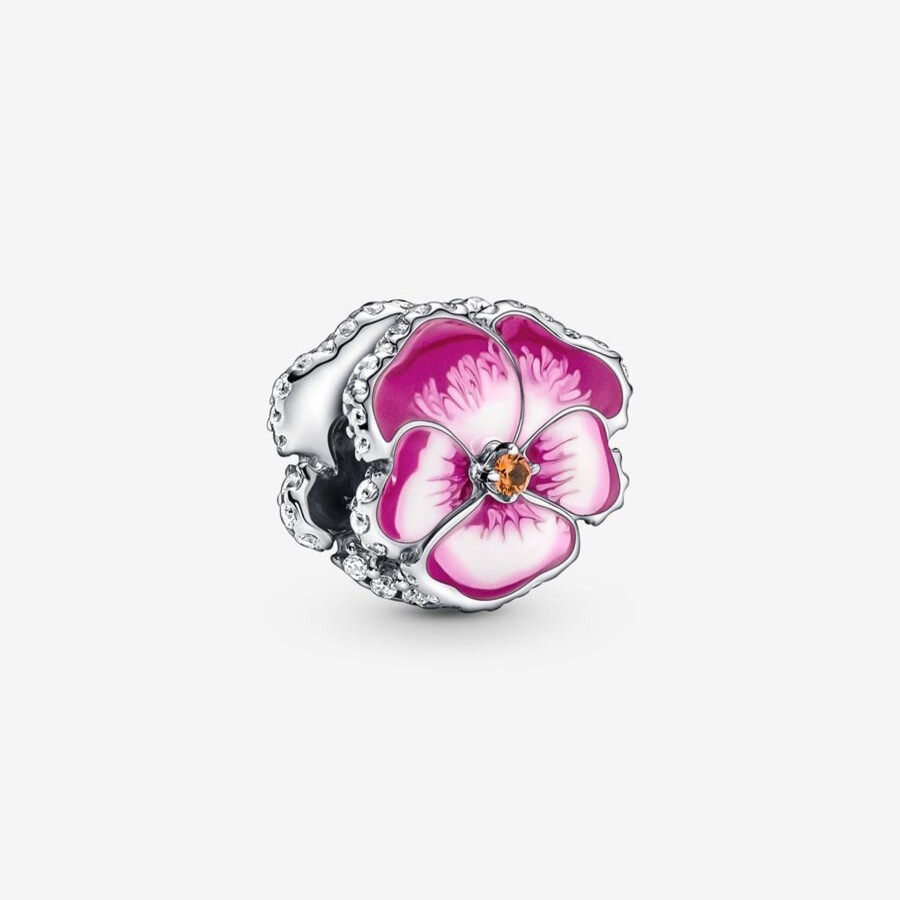 Charms Pandora | Charm Viola Del Pensiero Rosa